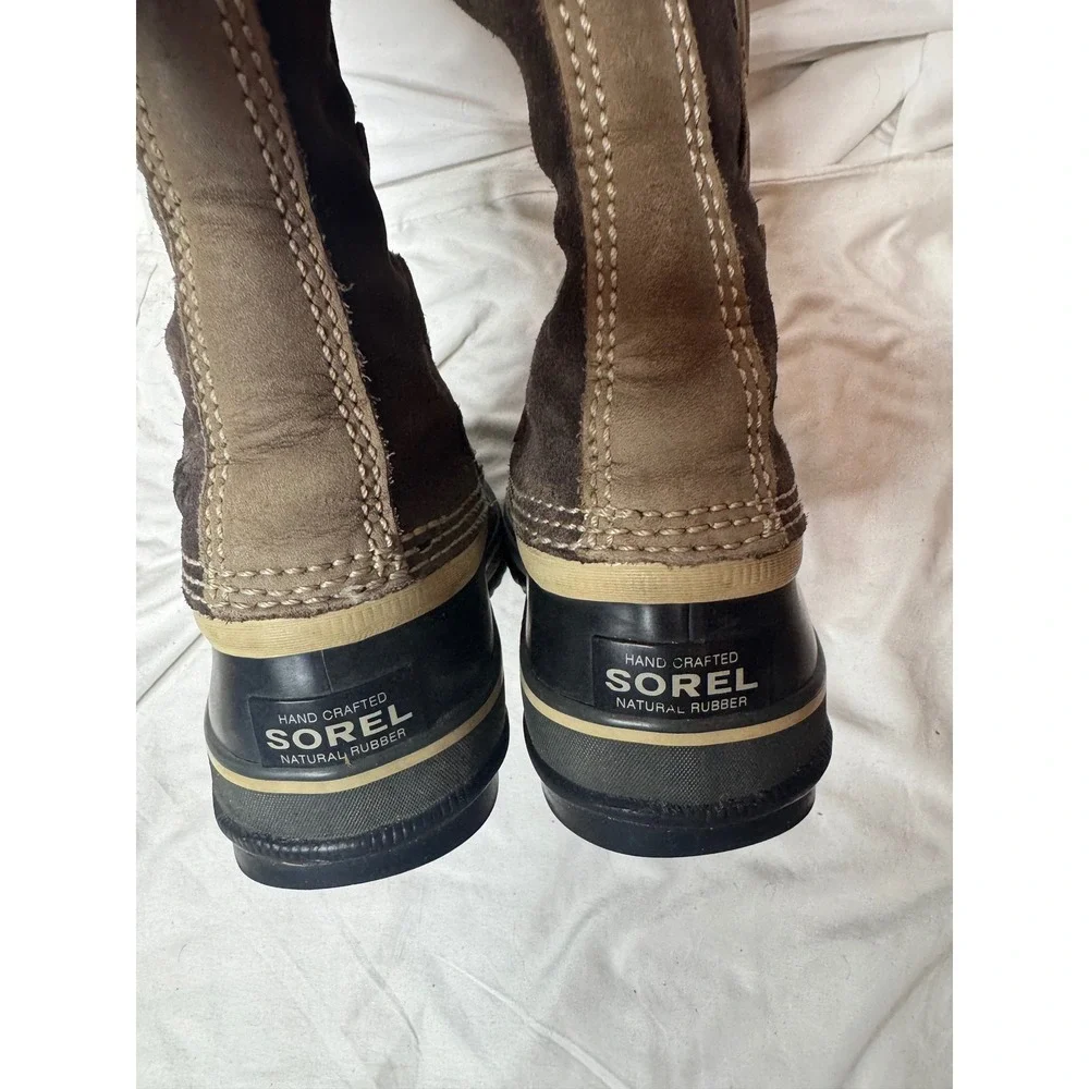 Sorel Joan of Arctic Brown Suede Waterproof Faux Fur Winter Snow Boots Womens.
